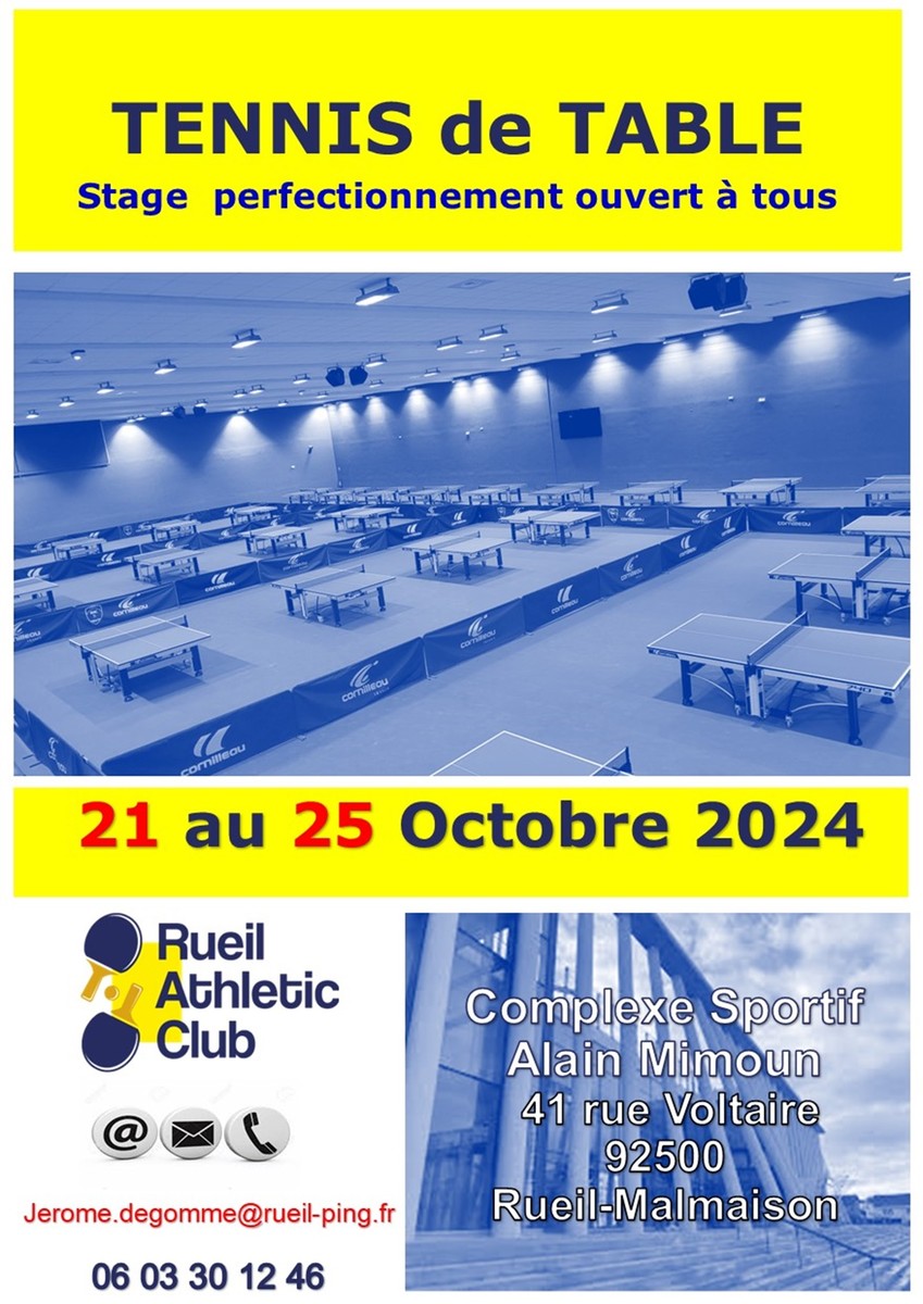 Stage de Ping du 21 au 25 octobre 2024